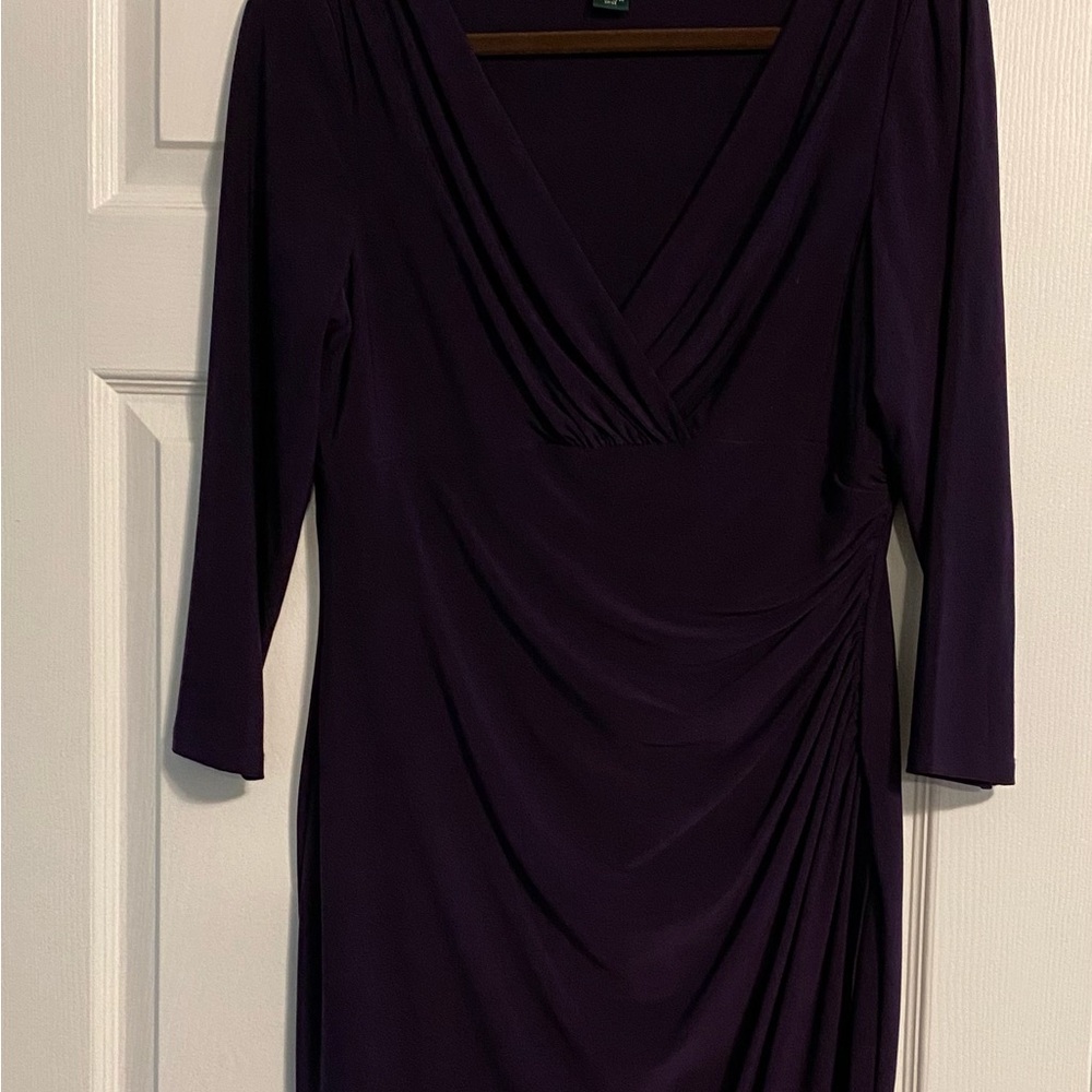 Women's Deep Plum V-Neck Wrap Dress